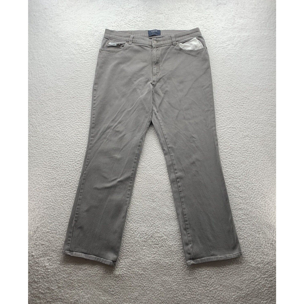 Izod Jeans Womens 14 32x29 Mid Rise Straight Leg Gray Stretch Comfort Casual‎